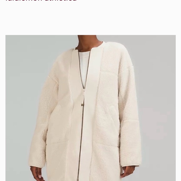 lululemon athletica Jackets & Blazers - Lululemon collarless fleece zip up jacket size 10